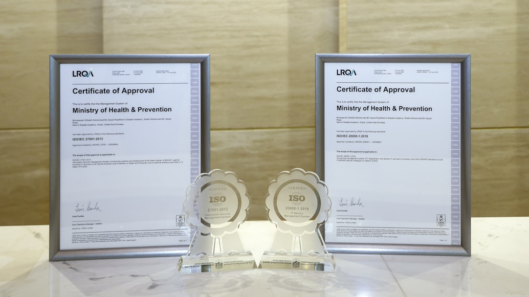 MoHAP receives two ISO certifications in Security Management System and IT Service Management
